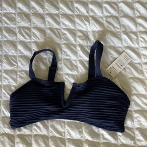 Cupshe Blue Ribbed Swim Bra